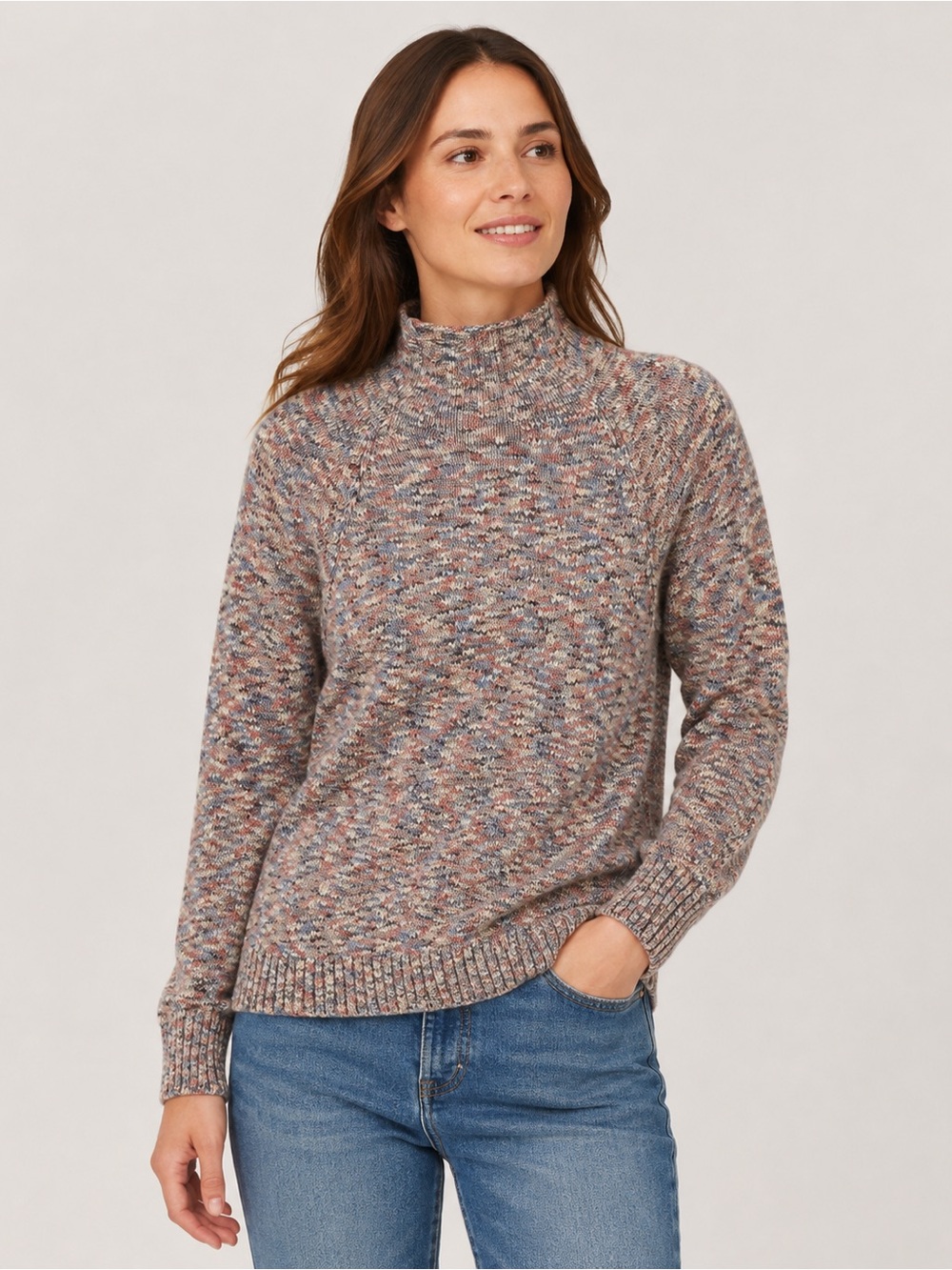 L.L.Bean Marled Cotton Turtleneck Sweater Size Small